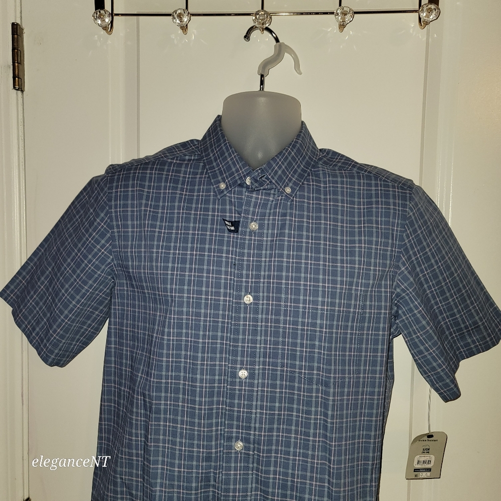 George Men's Short Sleeve Blue/Pink  Plaid Poplin Shirt Sz: S NWT - Picture 5 of 10
